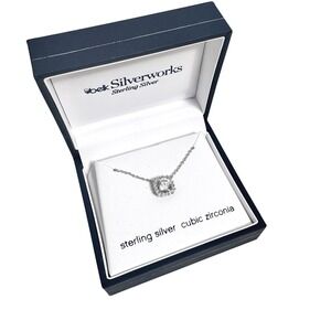 BELK Silverworks Sterling Silver & Cubic‎ Zirconia Necklace New in Box